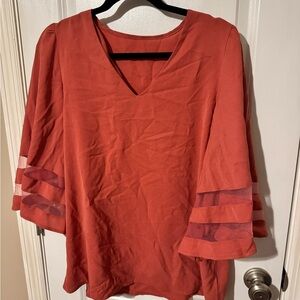 Women's Rust V-Neck Top